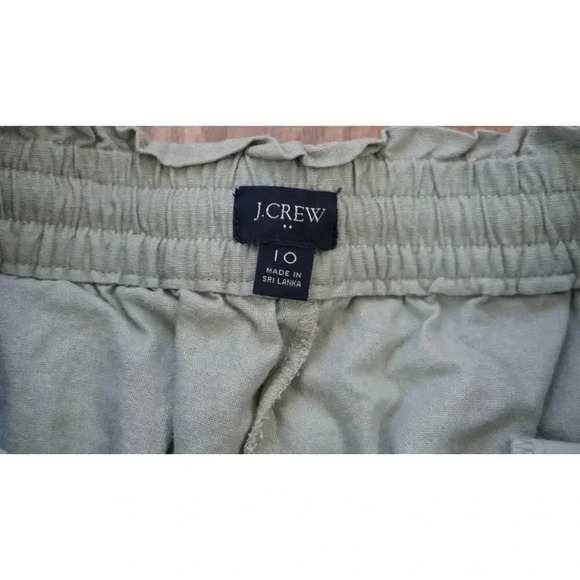 J.Crew Linen-Cotton Blend Wide-Leg Paper-Bag Pants, Size 10 - Picture 4 of 13